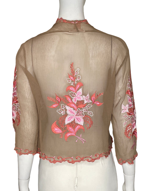 Blusa Gold Hawk de Seda Bordada Marrón - Talla M
