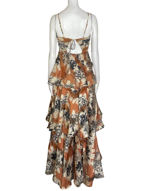 Vestido Luxxel Estampado Ruchas Marrón - Talla S