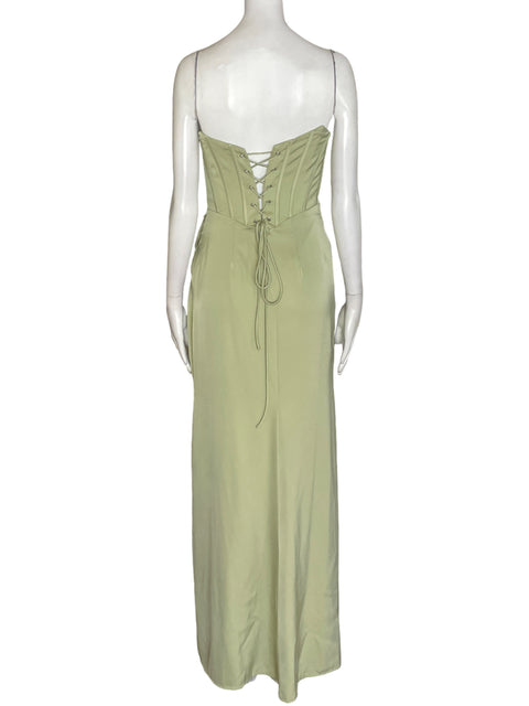 Vestido Dress D Strapless Liso Verde - Talla S