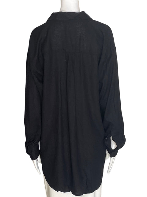 Camisa Loft de Lino Manga larga Botones Negro - Talla M
