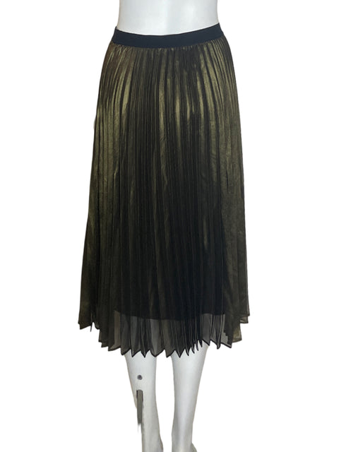 Falda White House Black Market Plisado Satinado Negro - Talla XS