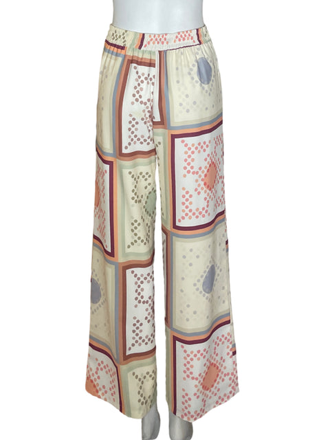 Pantalón Cala 1 Estampado Palazo Beige - Talla M
