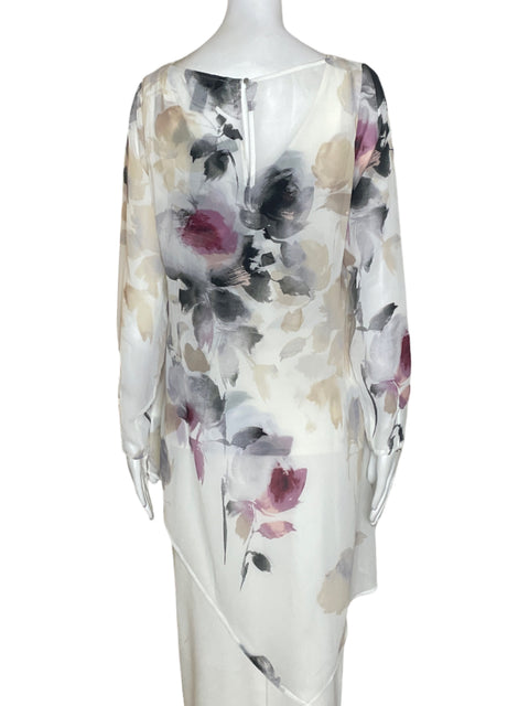Blusa White House Black Market Transparente Floral Blanco - Talla 4