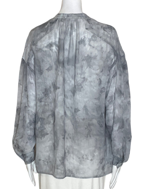 Camisa Vince Transparente Estampado Gris - Talla S
