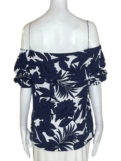 Blusa Ann Taylor Outshoulder Estampado Negro - Talla S