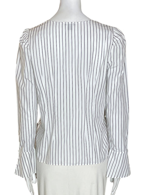 Blusa Ann Taylor de Algodón Rayas Cuello v Blanco - Talla 2