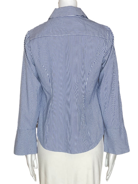 Camisa White House Black Market de Algodón Rayas Botones Azul - Talla 2