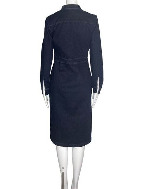 Vestido Ann Taylor de Algodón Botones Manga larga Azul - Talla 4
