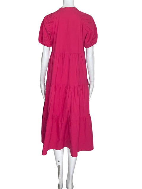 Vestido Ann Taylor de Algodón Manga corta Midi Rosado - Talla S