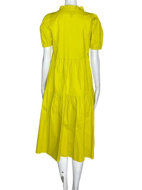 Vestido Donna Morgan de Algodón Cuello v Midi Amarillo - Talla 2
