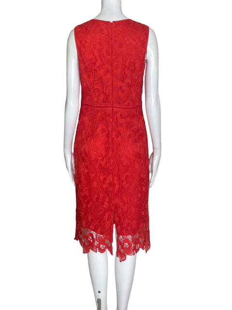 Vestido Ann Taylor Encaje Sin mangas Rojo - Talla 4