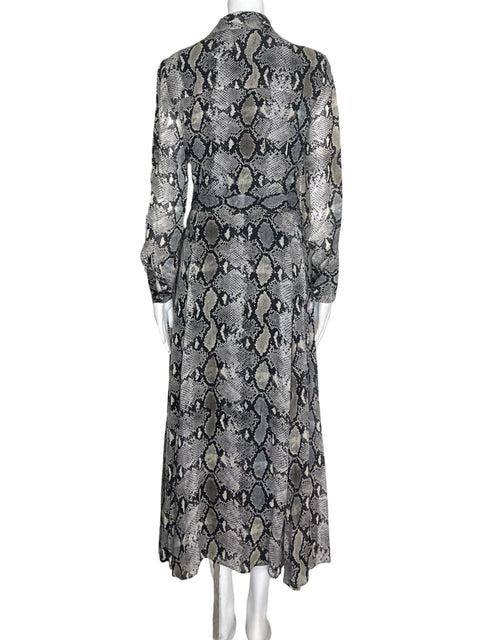 Vestido Massimo Dutti de Viscosa Estampado Manga larga Negro - Talla 4
