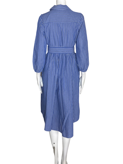 Vestido Cinq A Sept de Algodón Abullonado Botones Azul - Talla XS