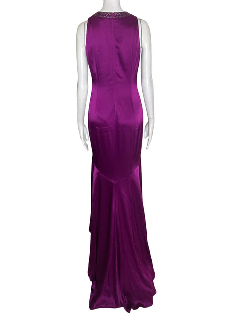 Vestido De Fiesta St. John Pedreria Cuello v Morado - Talla 2