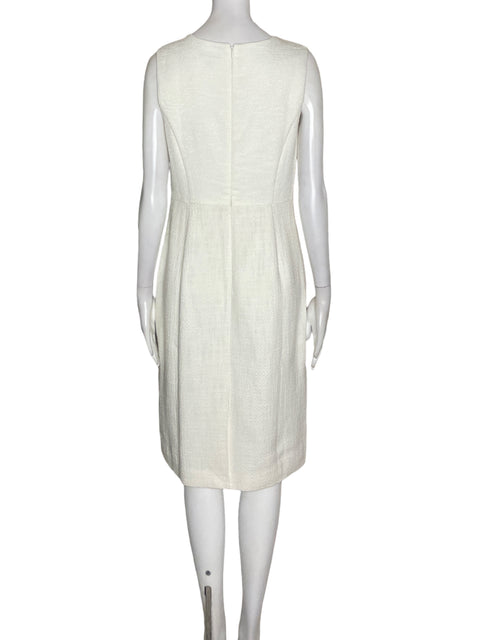 Vestido Ann Taylor Texturizado Sin mangas Blanco - Talla 4