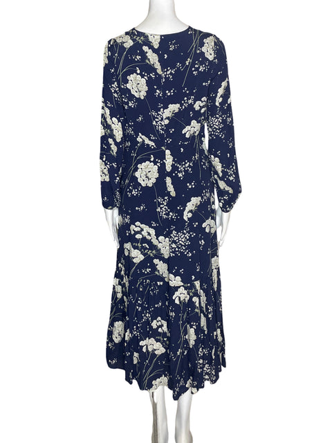 Vestido Massimo Dutti Cuello v Maxi Azul - Talla 4