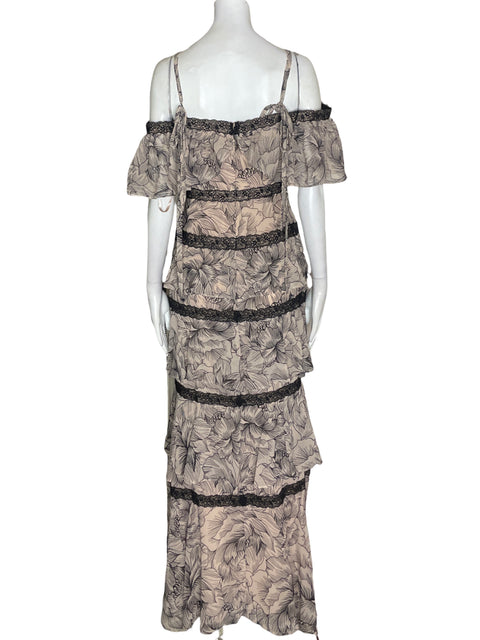Vestido Bcbg Tiras Ruchas Beige - Talla 2