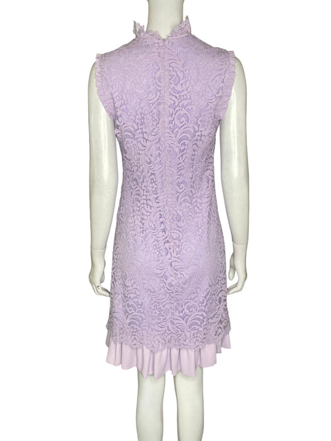 Vestido Sandro Paris de Algodón Midi Troquelado Morado - Talla 2