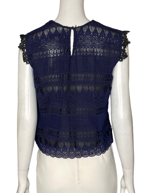 Blusa Karina Grimaldi Calado Encaje Azul - Talla M