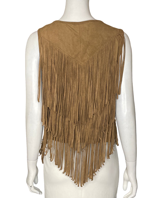Chaleco Abercrombie & Fitch Faux suede fringe vest Marrón - Talla S