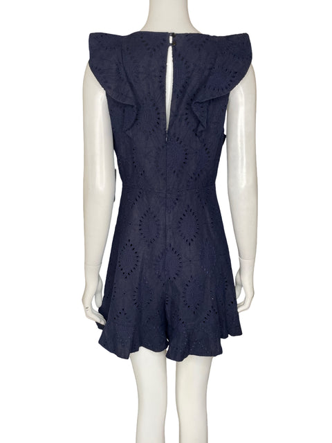 Romper Rodeo Show de Algodón Midi Troquelado Azul - Talla 10