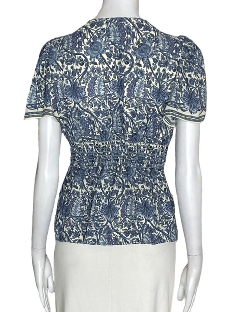Blusa Max Studio Estampado Manga corta Azul - Talla XS