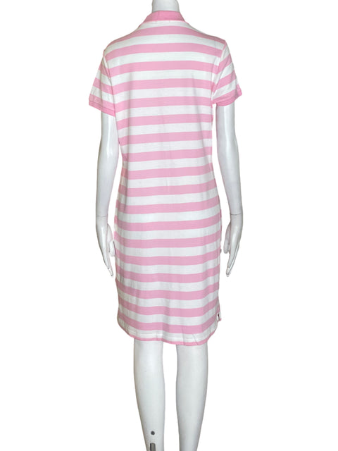 Vestido Polo Ralph Lauren de Algodón Rayas Manga corta Rosado - Talla L