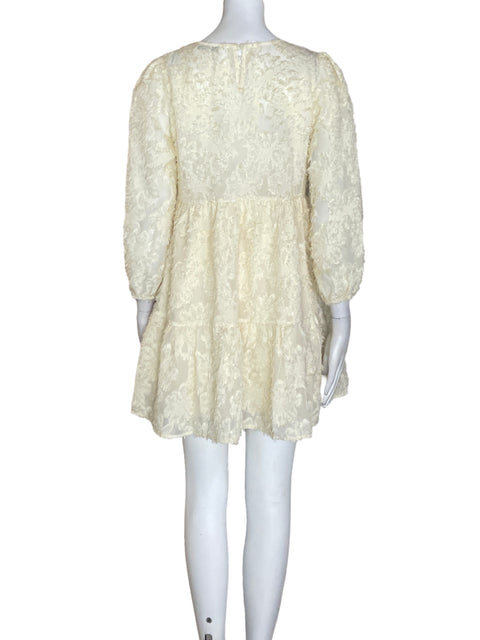 Vestido Miss Kelly Texturizado Manga larga Blanco - Talla S