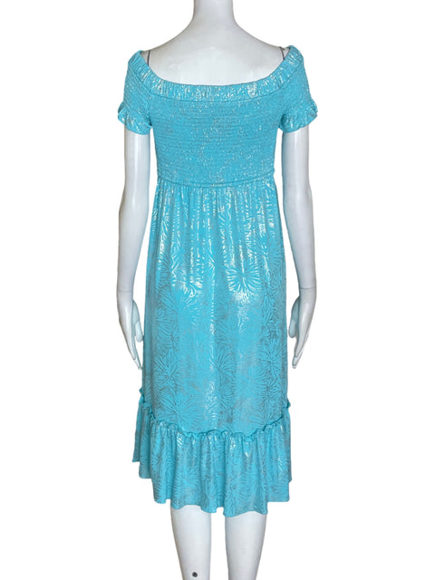 Vestido Michael Kors Estampado Midi Azul - Talla XS