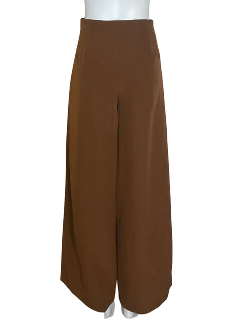 Pantalón Inés Bellorez Plisado Palazo Marrón - Talla S