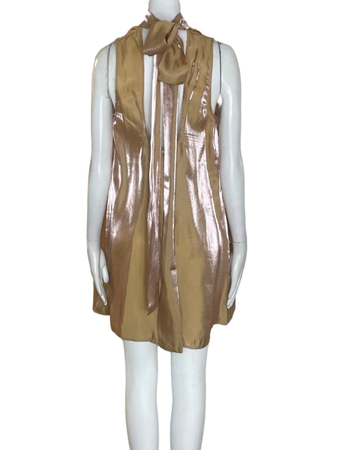 Vestido Staud Halter Satinado Marrón - Talla M
