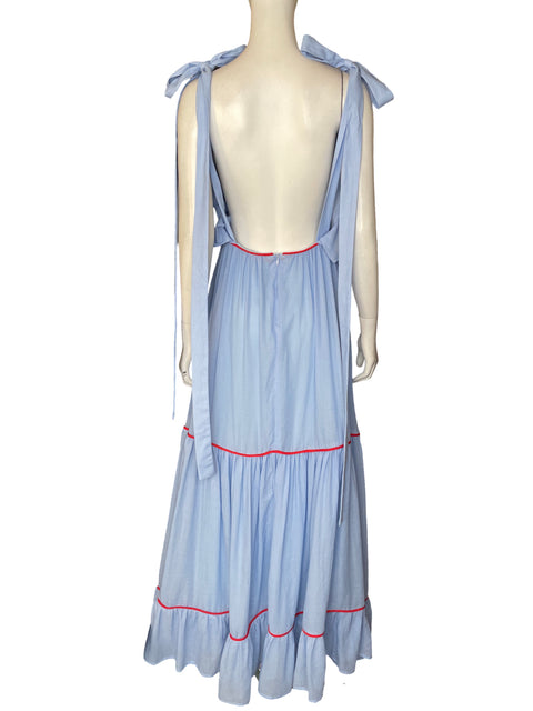 Vestido Kleid Maxi Lazo Azul - Talla S