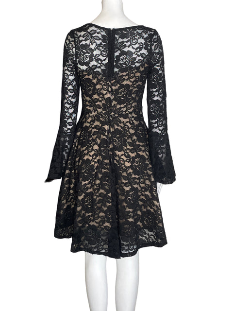 Vestido La Scala Encaje Manga larga Negro - Talla M