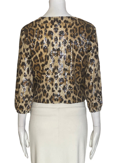 Blusa Studio F Animal print Cruzado Marrón - Talla XS