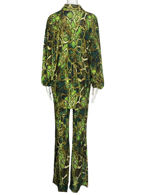 Conjunto Luis Candanedo Estampado Pantalón/camisa Verde - Talla S
