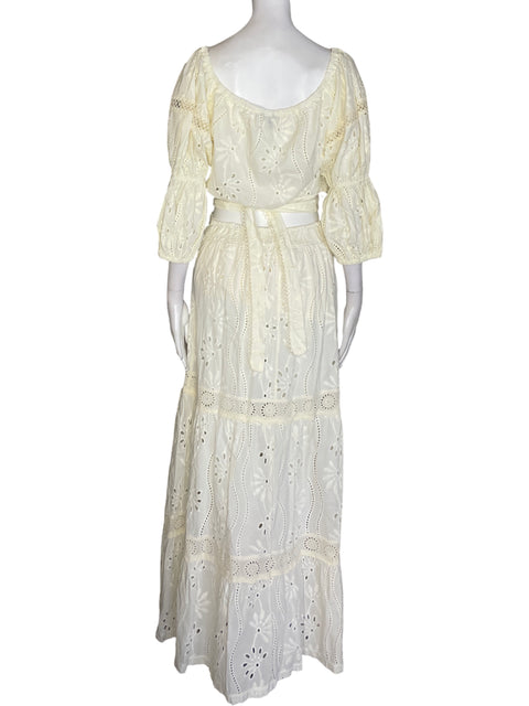 Conjunto Studio F de Algodón Falda/blusa Abullonado Beige - Talla S