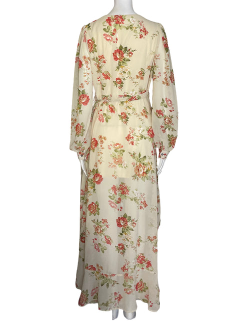 Vestido Via Vai Estampado Cuello v Beige - Talla L