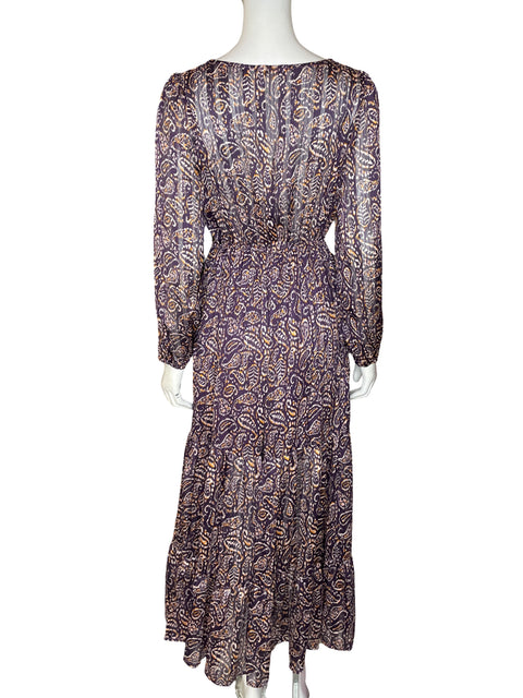 Vestido Natura Cuello v Brillo Morado - Talla M