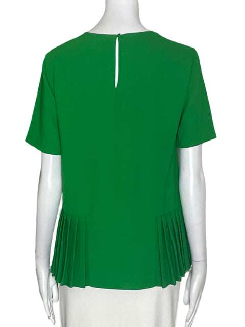 Blusa Zara Liso Plisado Verde - Talla XS