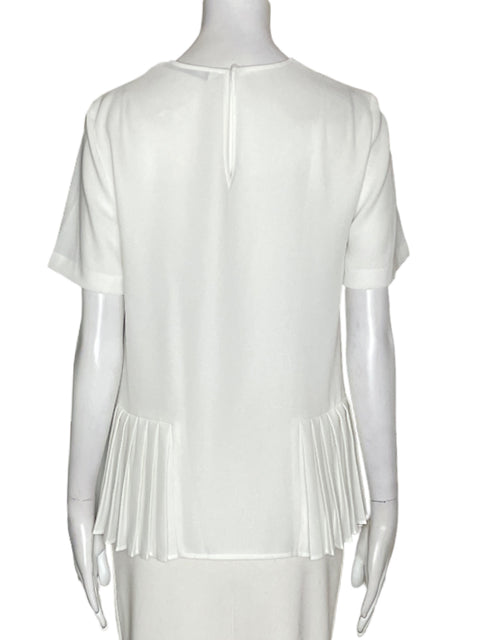 Blusa Zara Liso Plisado Blanco - Talla XS