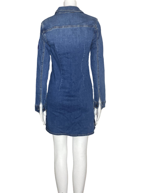 Vestido Desigual Mini Manga larga Azul - Talla S