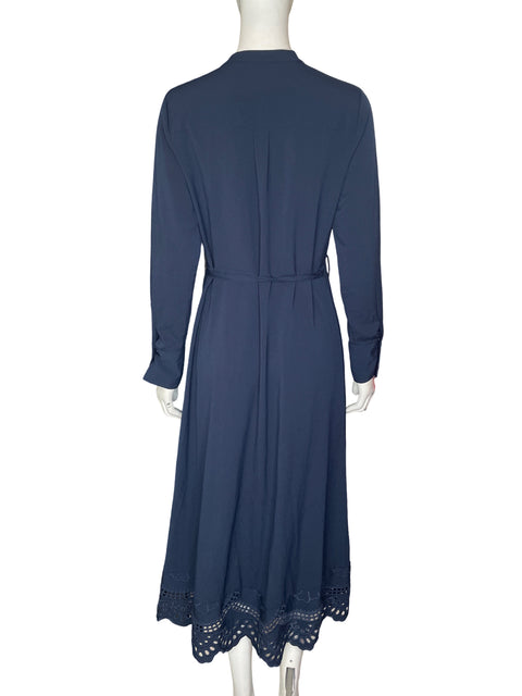 Vestido Elie Tahari Midi Bordado Azul - Talla S