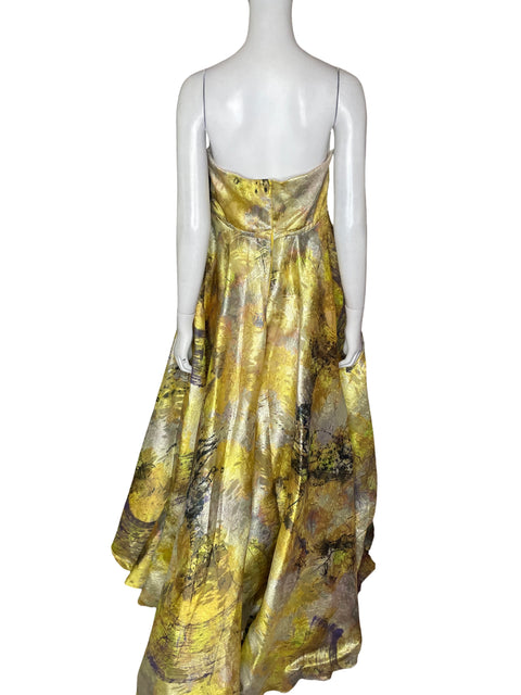 Vestido De Fiesta Tesoro Tps Maxi Apliques Amarillo - Talla M