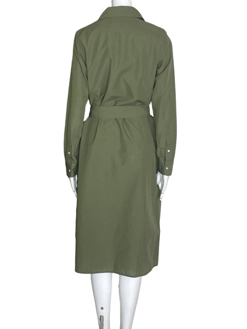 Vestido Polo Ralph Lauren de Algodón Botones Fajon Verde - Talla 4
