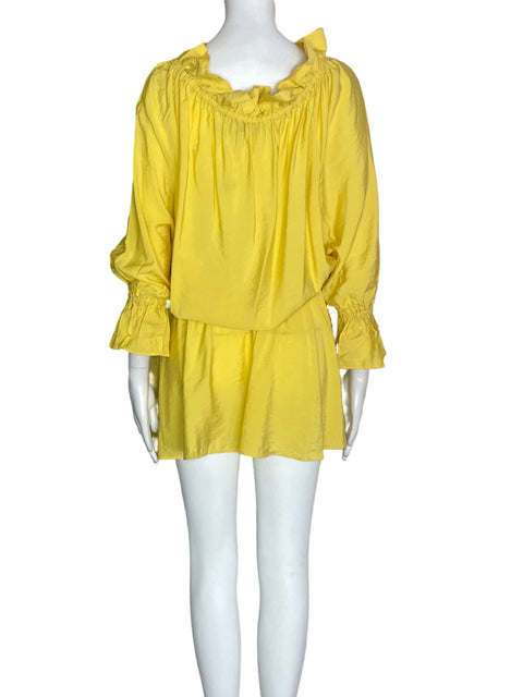 Vestido Polo Ralph Lauren de Viscosa Ruchas Elastico Amarillo - Talla 0