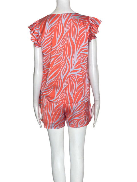 Conjunto Astrid Quiroz Estampado Short/blusa Naranja - Talla S
