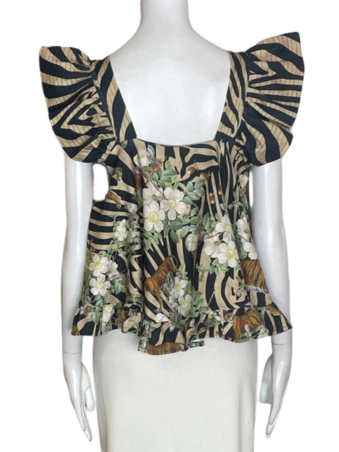 Blusa Eugenia Fernandez Ruchas Cuello v Verde - Talla S