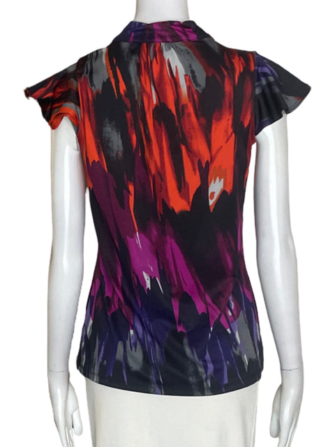 Blusa Simplicity Ruchas Estampado Rojo - Talla S