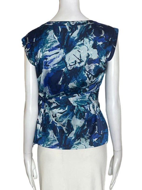 Blusa Ann Taylor Sin mangas Estampado Azul - Talla 0