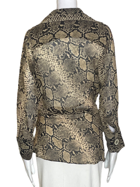 Blusa Zara Cruzado Manga larga Marrón - Talla XS